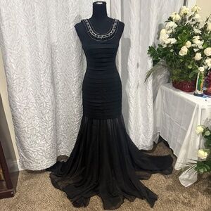 Title: Sherri Hill Style 32286 Black Mermaid Dress, Size 2, New With Tags, Silve